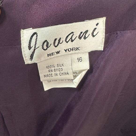 Jovani 100% Silk Purple Open Back Maxi Dress Formal Goth Emo New With Tag Sz 16 - Picture 6 of 6